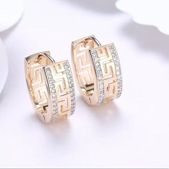 NEW 14k Gold Plated Greek Earrings - Picture 3 of 6